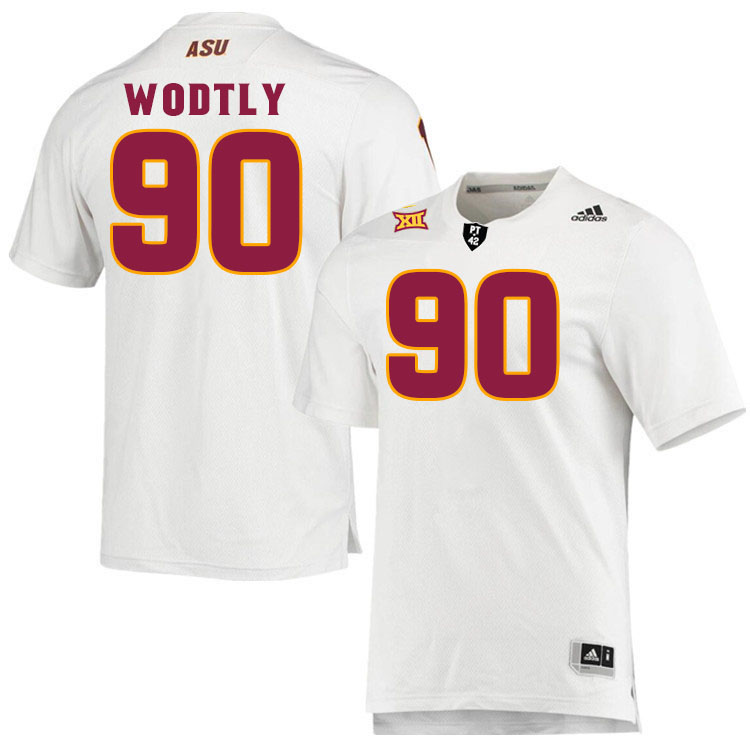 Men #90 Justin Wodtly Arizona State Sun Devils College Football Jerseys Stitched-White